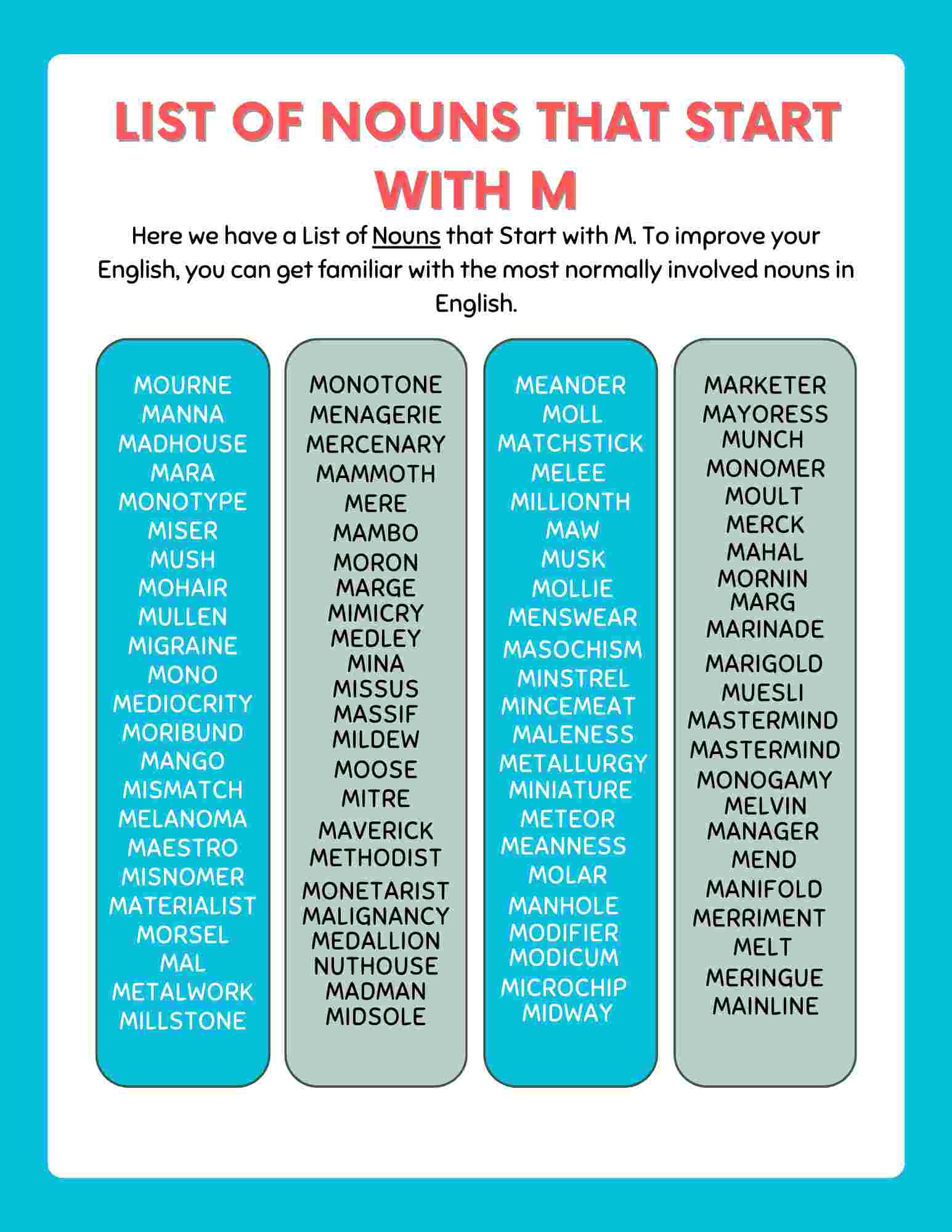 Nouns that Start With M