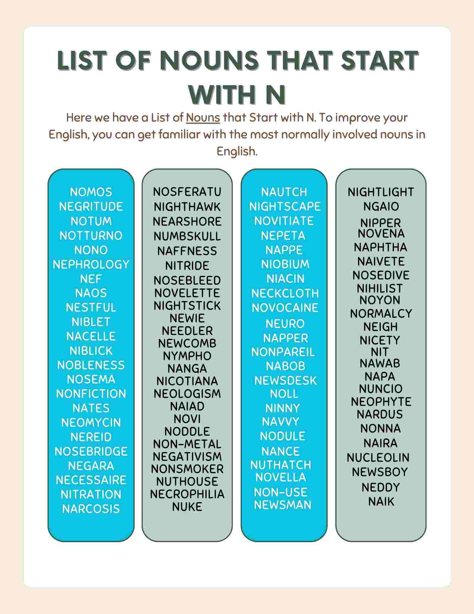Nouns that Start With N