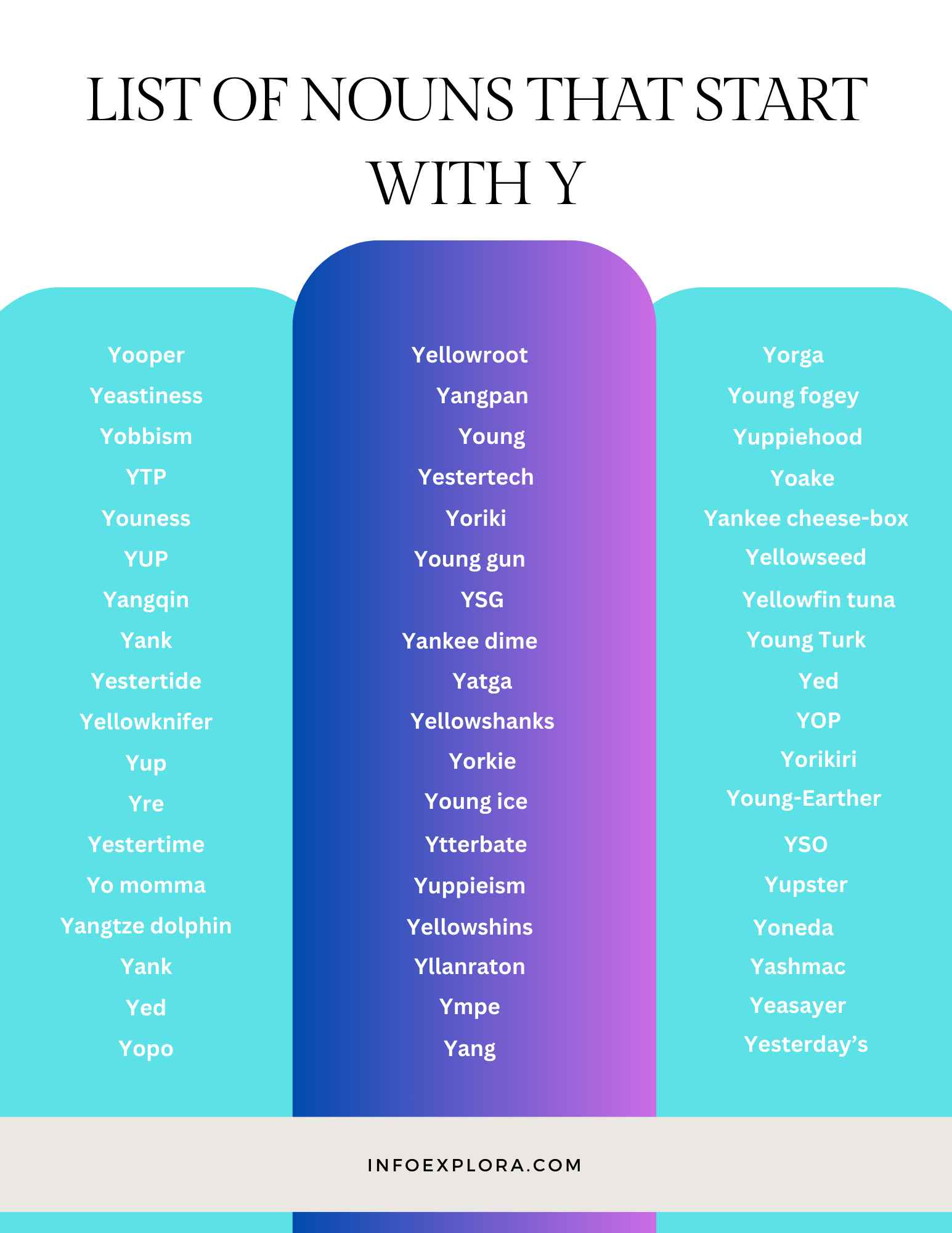 List of Nouns that Start With Y